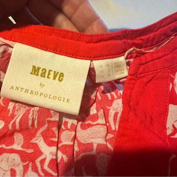Anthropologie Red Animal Pattern Blouse - Picture 2 of 4